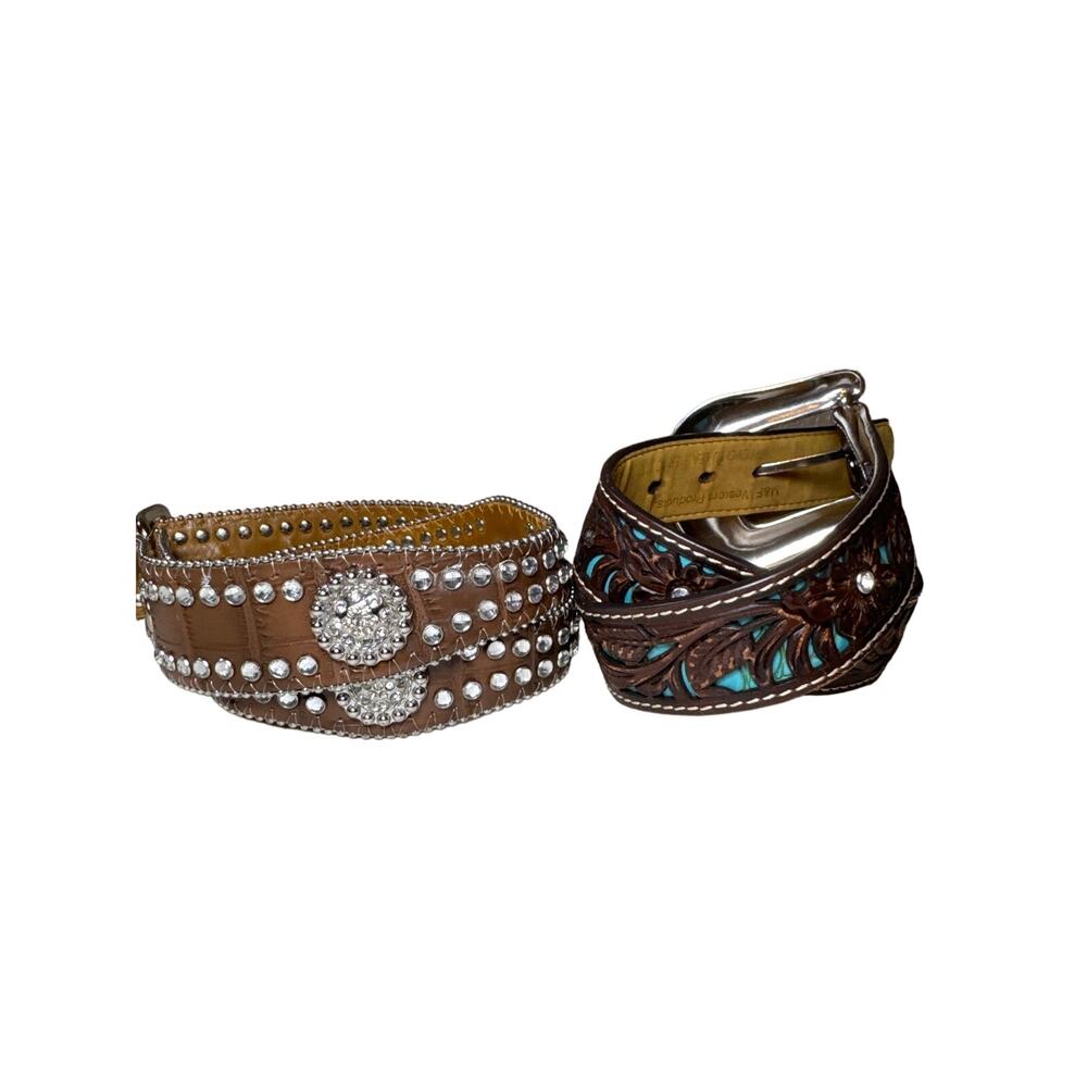 Brown and Turquoise Kids Belt Set - Picture 2 of 6